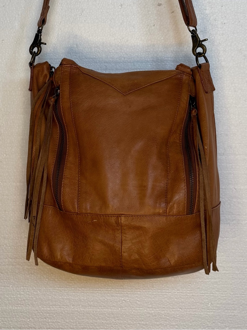 Day and mood Women’s Brown Leather Crossbody Bag - buttery soft